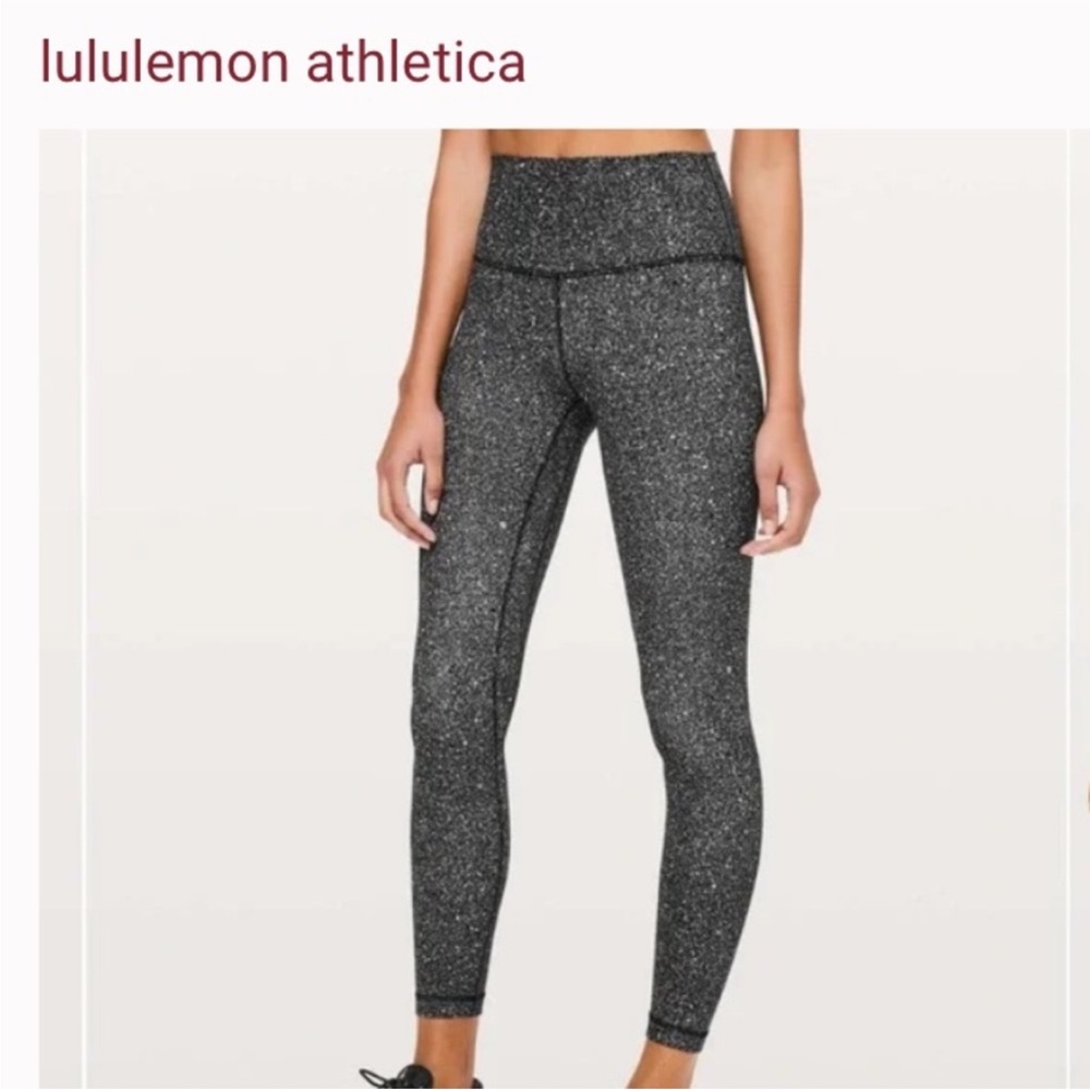 Lululemon Black and White paint splatter align leggings size 2 25” inseam